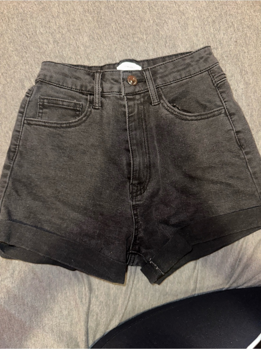 Forever 21 Black High-Rise Cuffed Denim Shorts